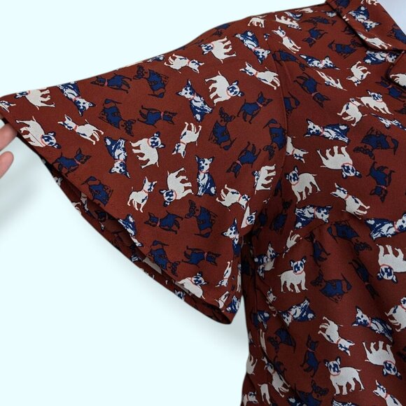 Monteau Dog Print Front Tie Blouse - Picture 10 of 10